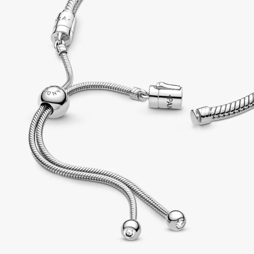 Authentic NEW Pandora Snake Chain Slider Bracelet S925ALE CZ - Picture 9 of 10